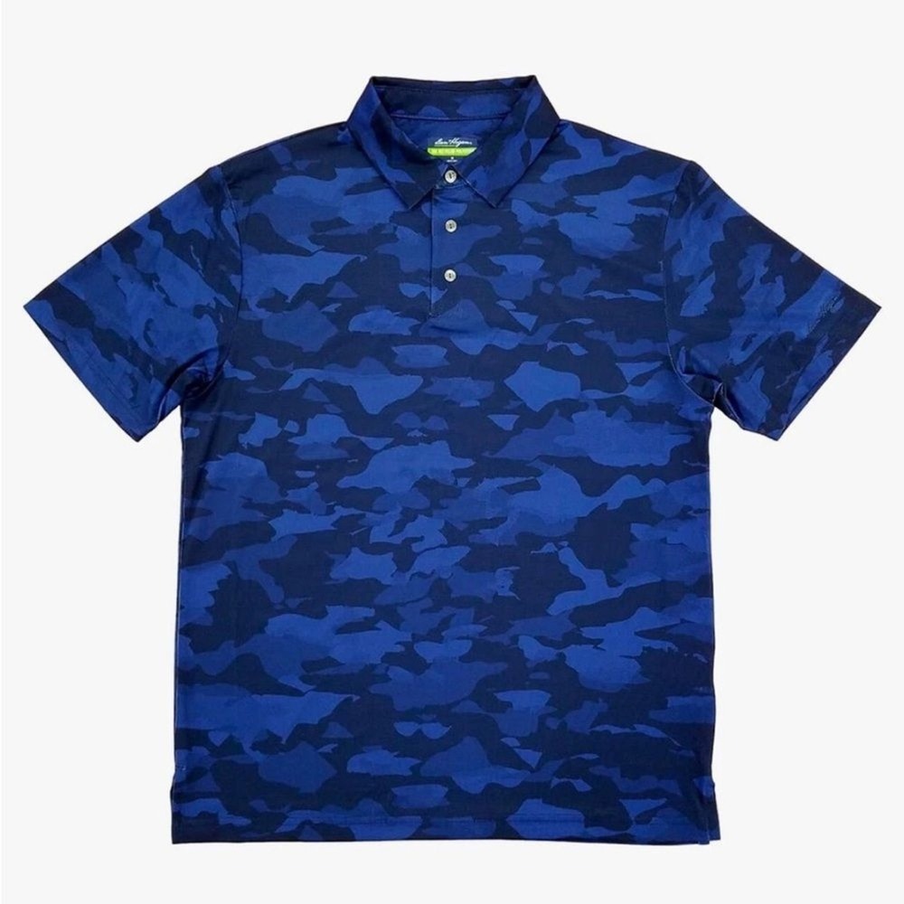 Ben Hogan Performance Mens XL Blue Camo Golf Polo Shirt Short Sleeve Stretch